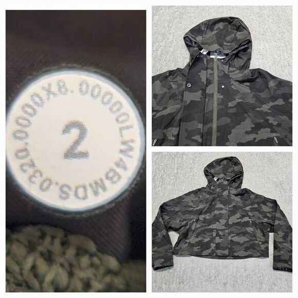 lululemon Rain Chaser Jacket Sz. 2‎ Heritage 365 Camo Dark Olive Multi